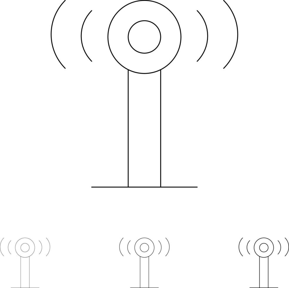 servizio segnale Wi-Fi grassetto e magro nero linea icona impostato vettore