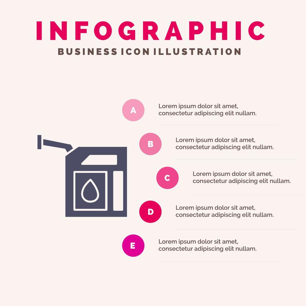 auto gas benzina stazione solido icona infografica 5 passaggi presentazione sfondo vettore