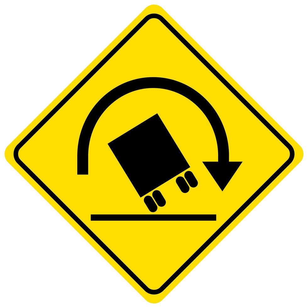 segno di avvertimento ribaltamento camion su sfondo bianco vettore