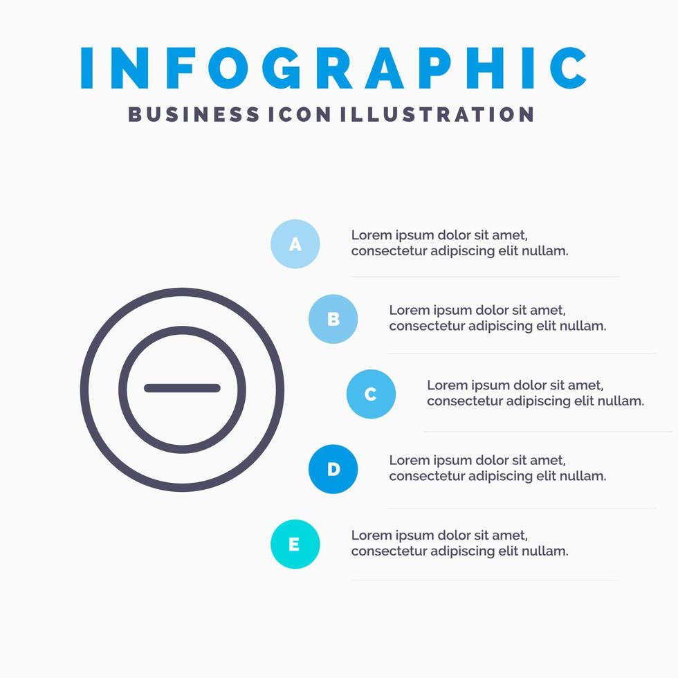 no Inserisci Di meno linea icona con 5 passaggi presentazione infografica sfondo vettore