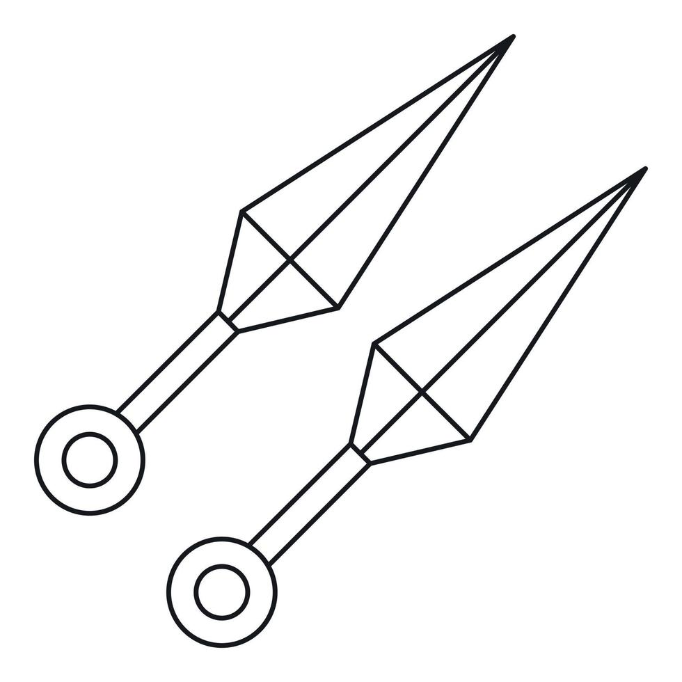 kunai ninja lancio pugnali icona, schema stile vettore