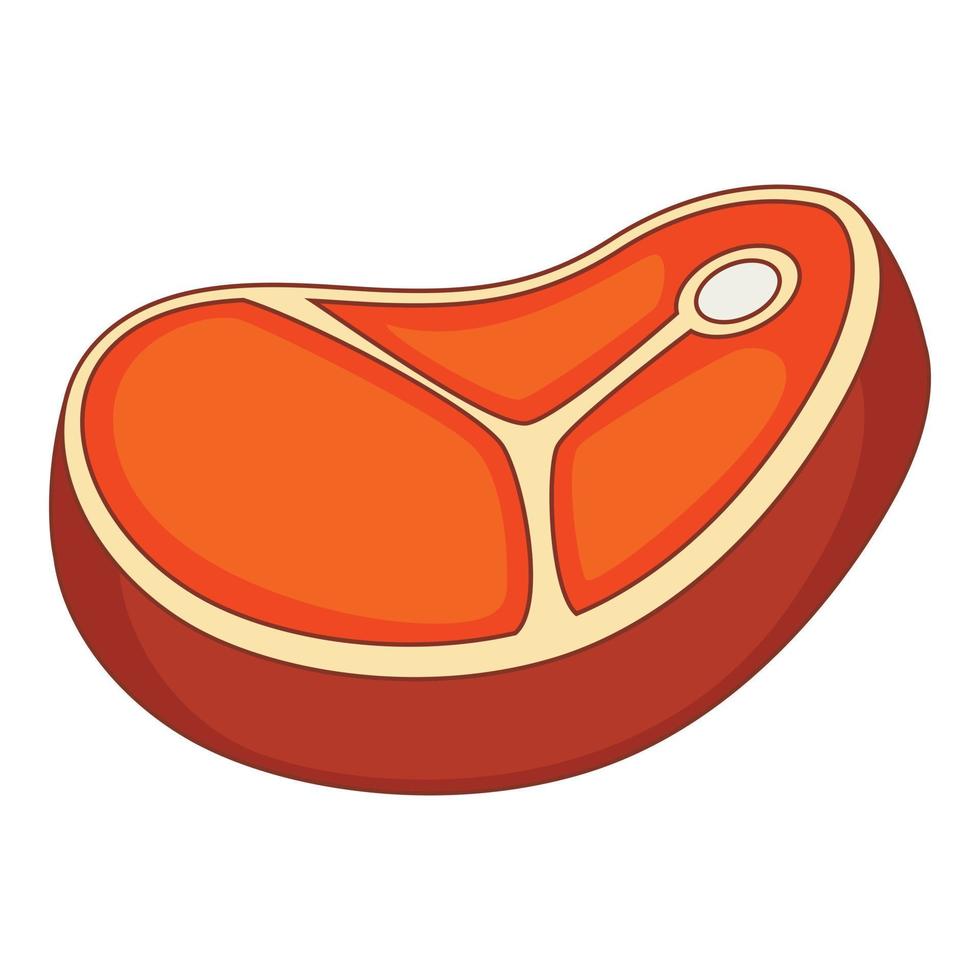 carne bistecca icona, cartone animato stile vettore