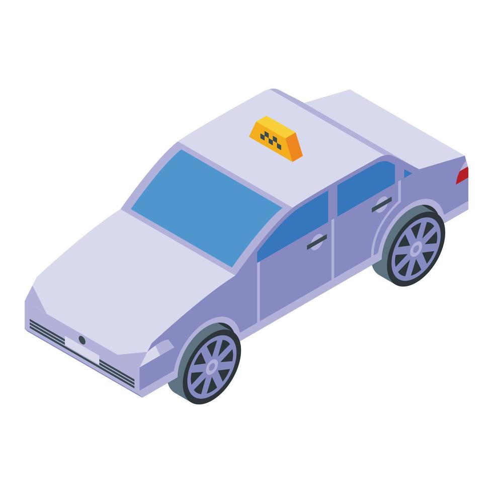 Taxi auto icona isometrico vettore. bianca taxi lato vettore