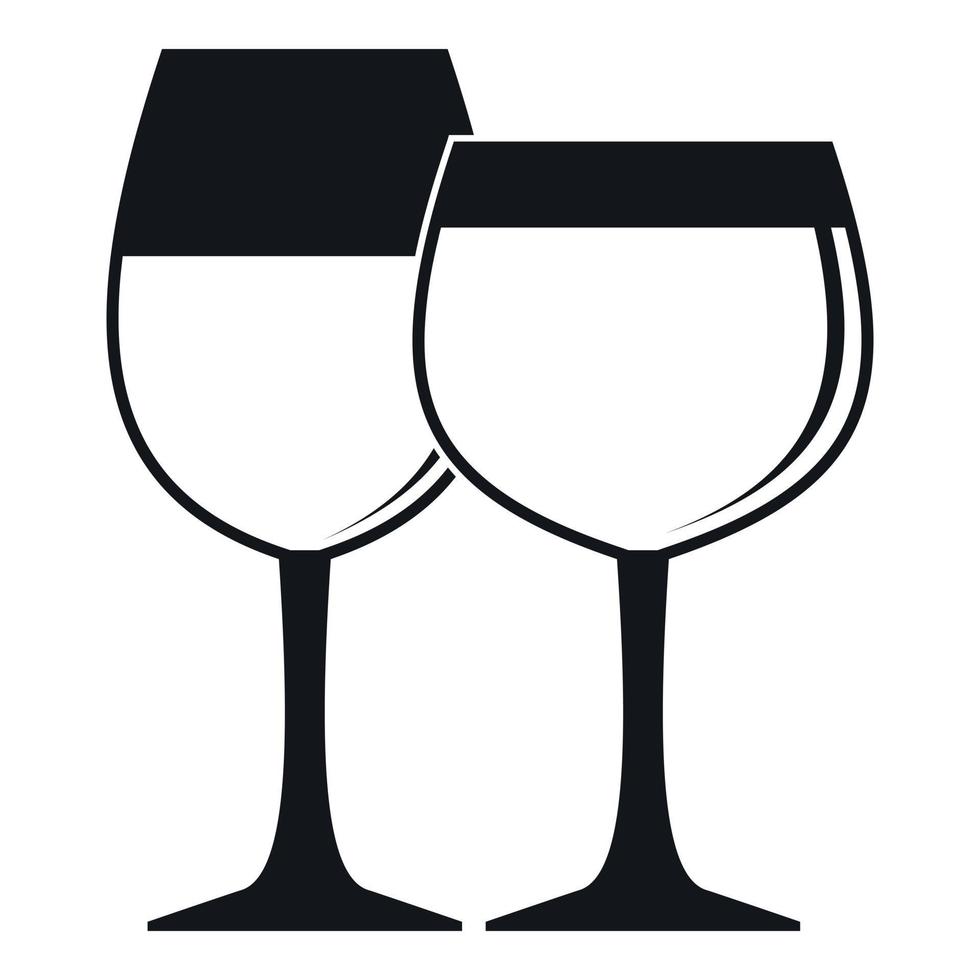 Due bicchieri di vino icona, semplice stile vettore