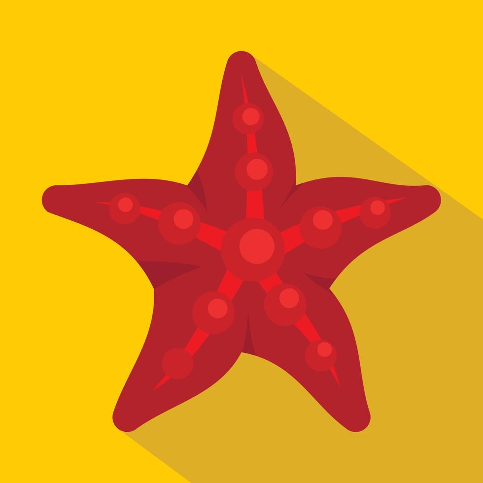 rosso stella marina icona, piatto stile vettore