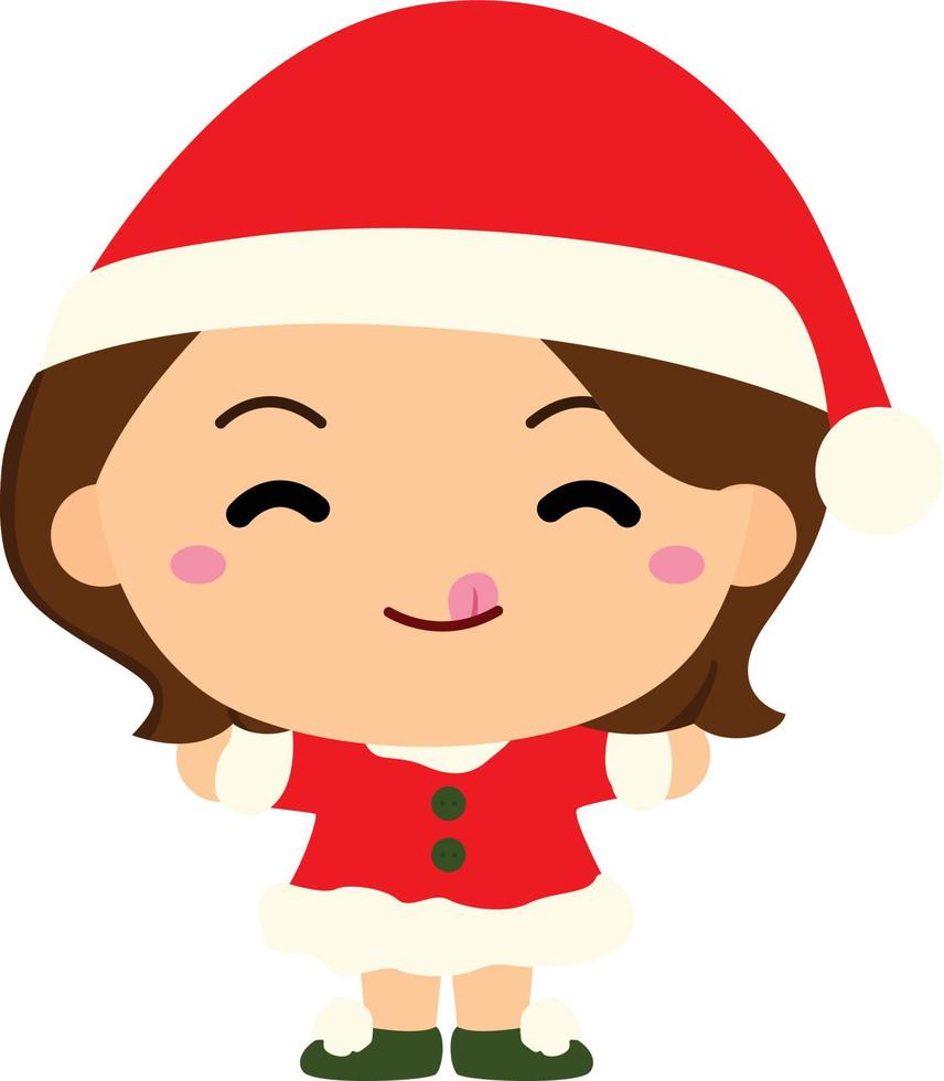 carino Natale ragazza cena festa illustrazione vettore clipart