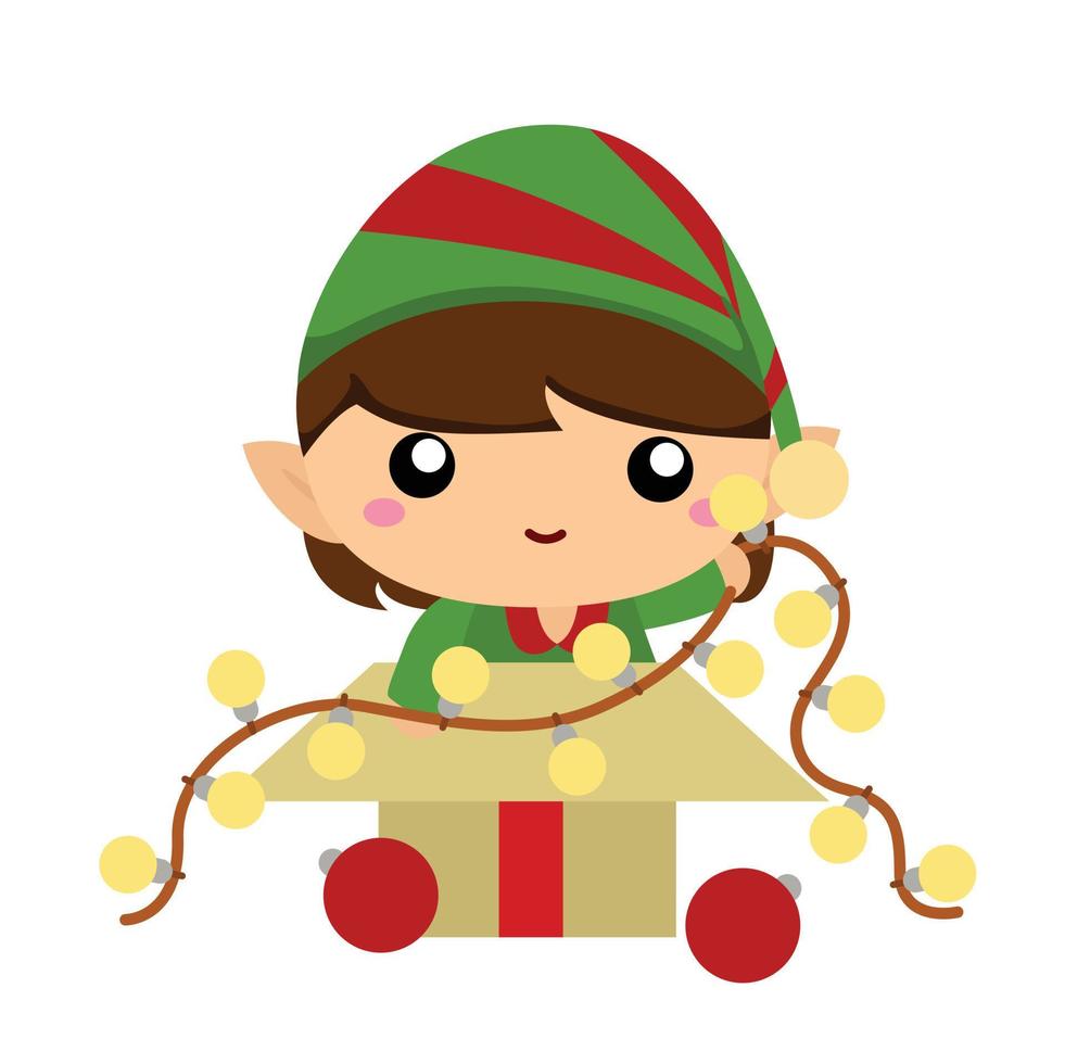 carino Natale elfo bambini illustrazione vettore clipart