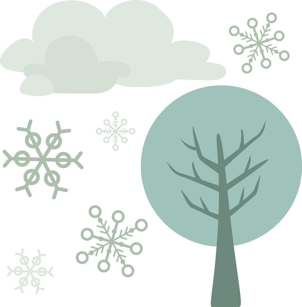 carino albero e i fiocchi di neve inverno vacanza illustrazione vettore clipart