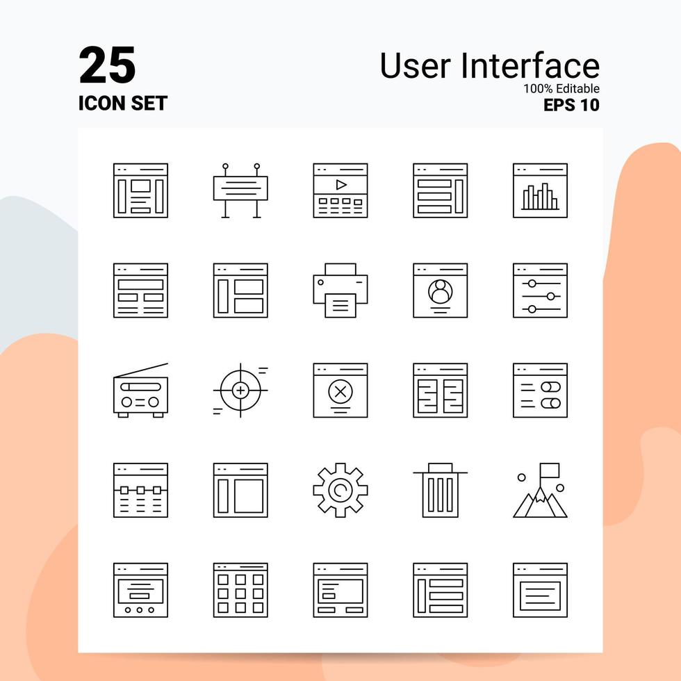 25 utente interfaccia icona impostato 100 modificabile eps 10 File attività commerciale logo concetto idee linea icona design vettore