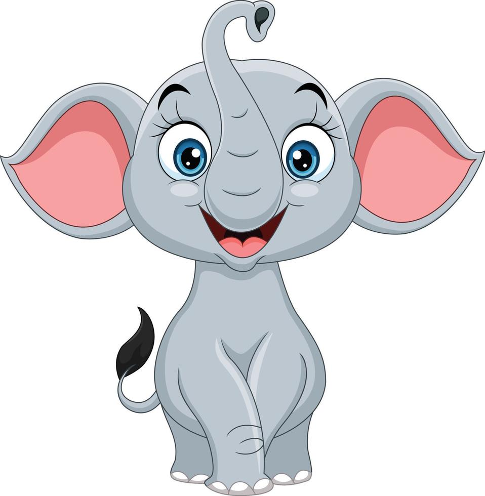 cartone animato bambino elefante su bianca sfondo vettore