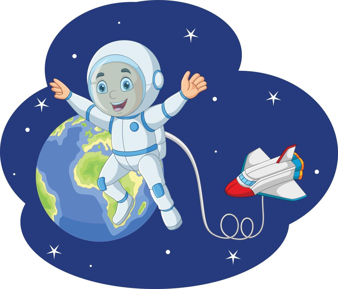 cartone animato astronauta nel il spazio vettore