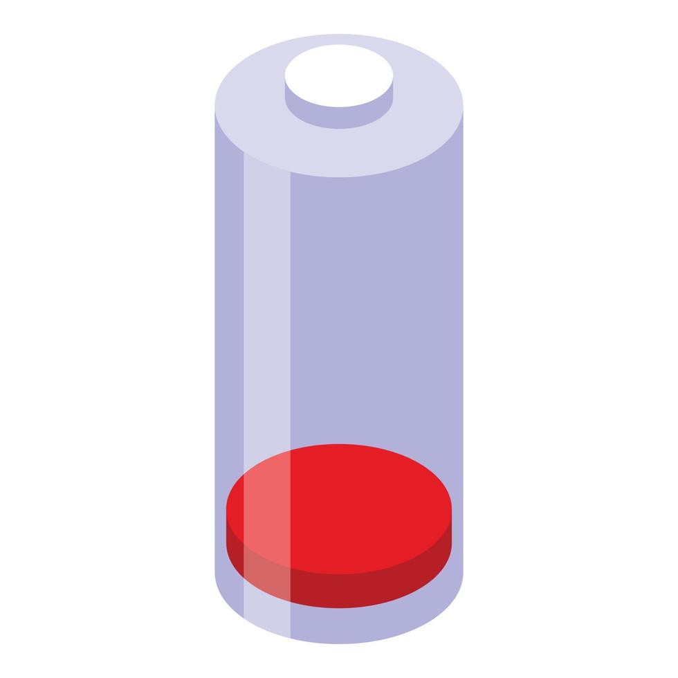 molto Basso batteria icona isometrico vettore. energia energia vettore