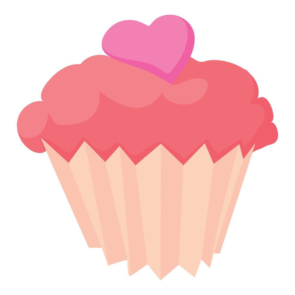San Valentino Cupcake icona, cartone animato stile vettore