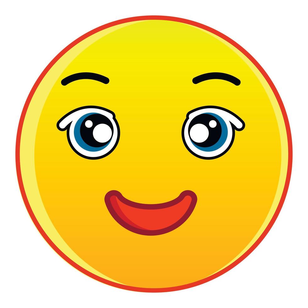 amichevole sorridente giallo viso icona, cartone animato stile vettore