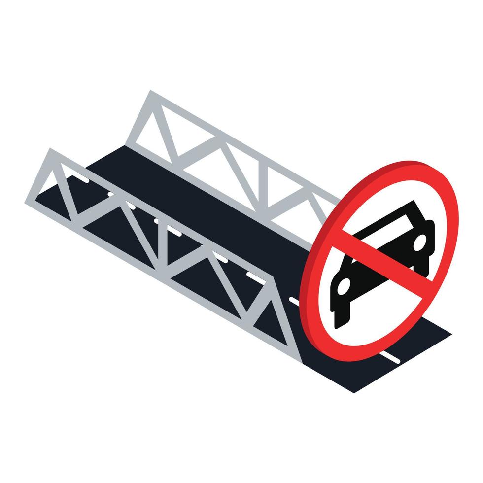 proibito cartello icona isometrico vettore. ponte no auto o no parcheggio traffico cartello vettore