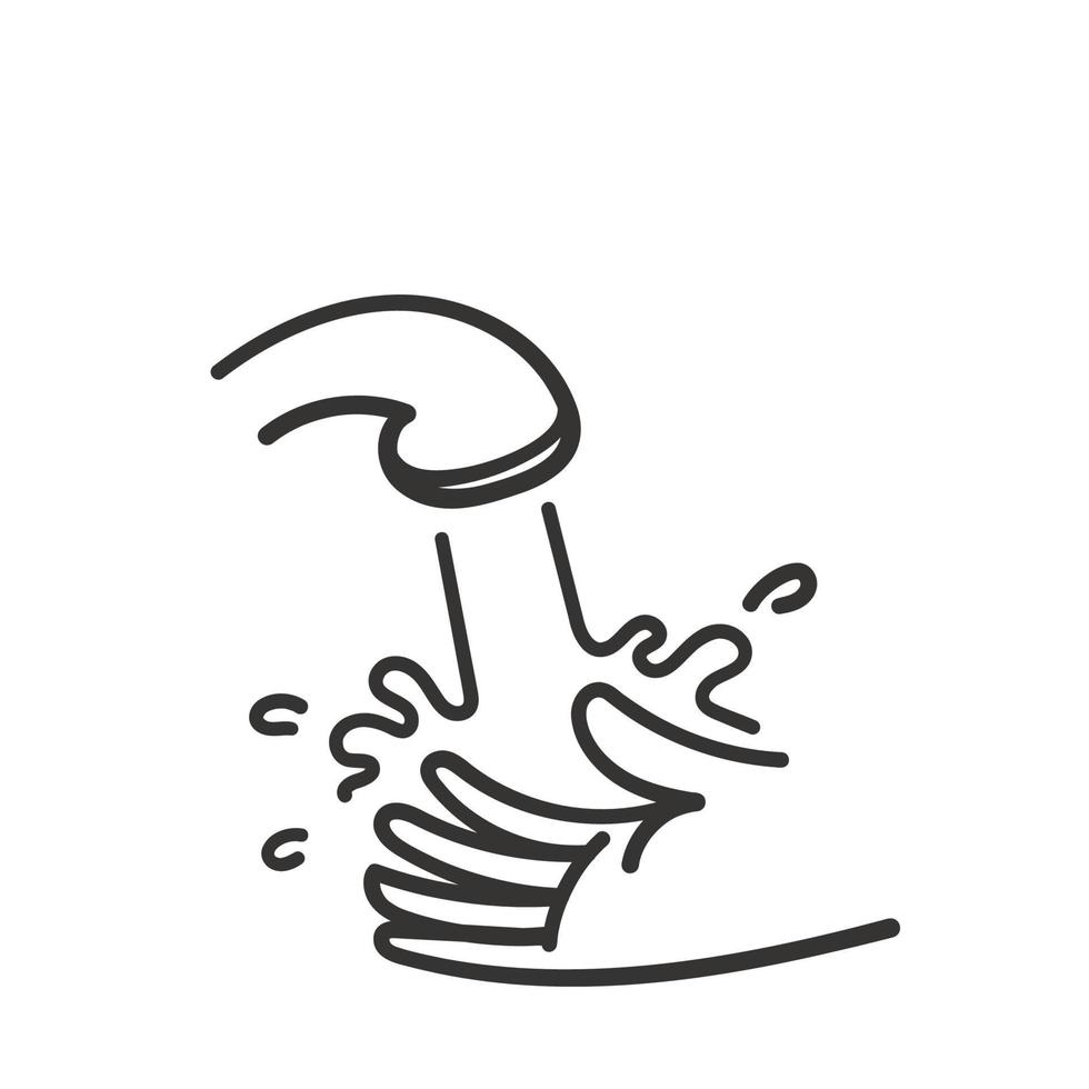 mano disegnato scarabocchio lavare mani con rubinetto acqua illustrazione vettore