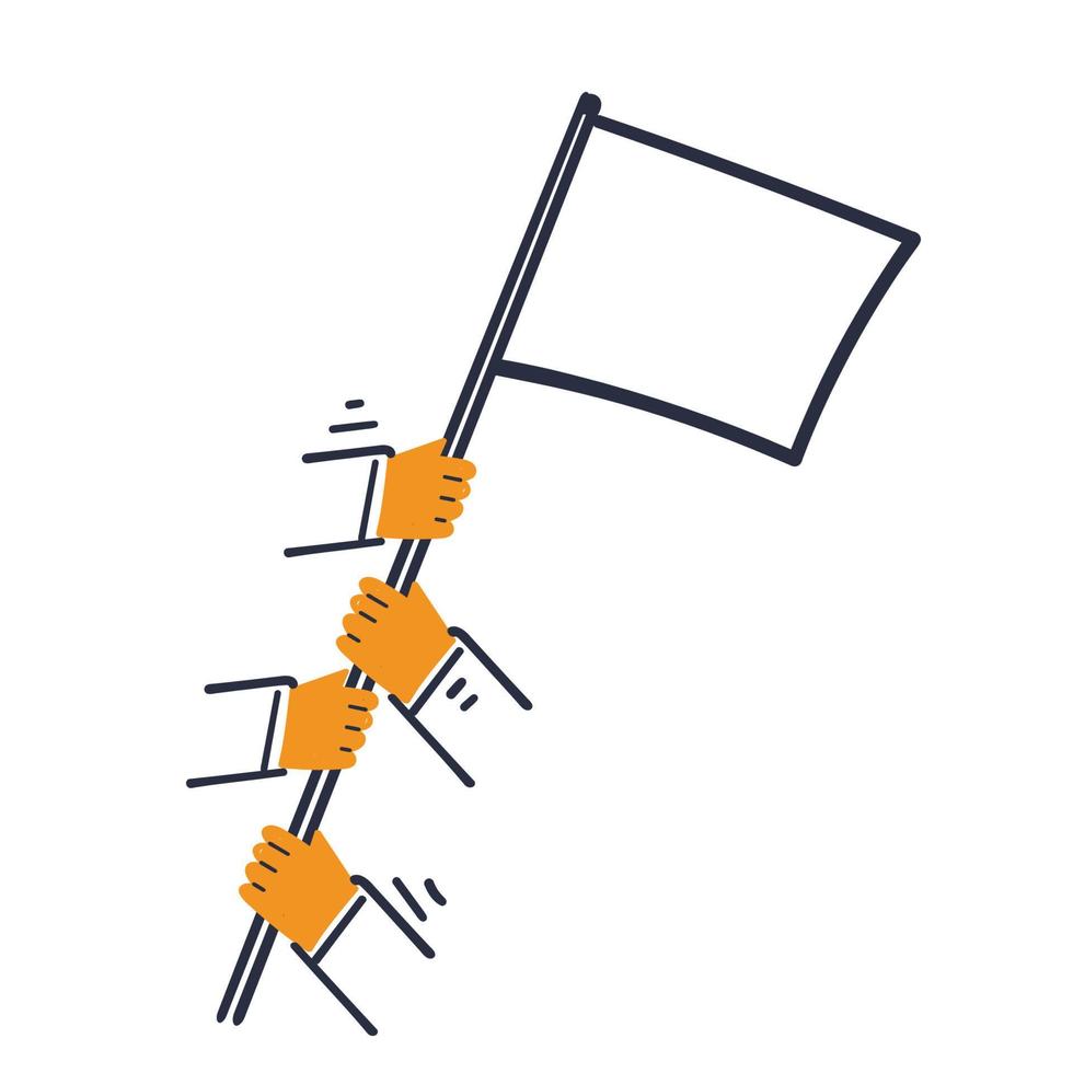 mano disegnato scarabocchio mano Tenere bandiera insieme illustrazione vettore