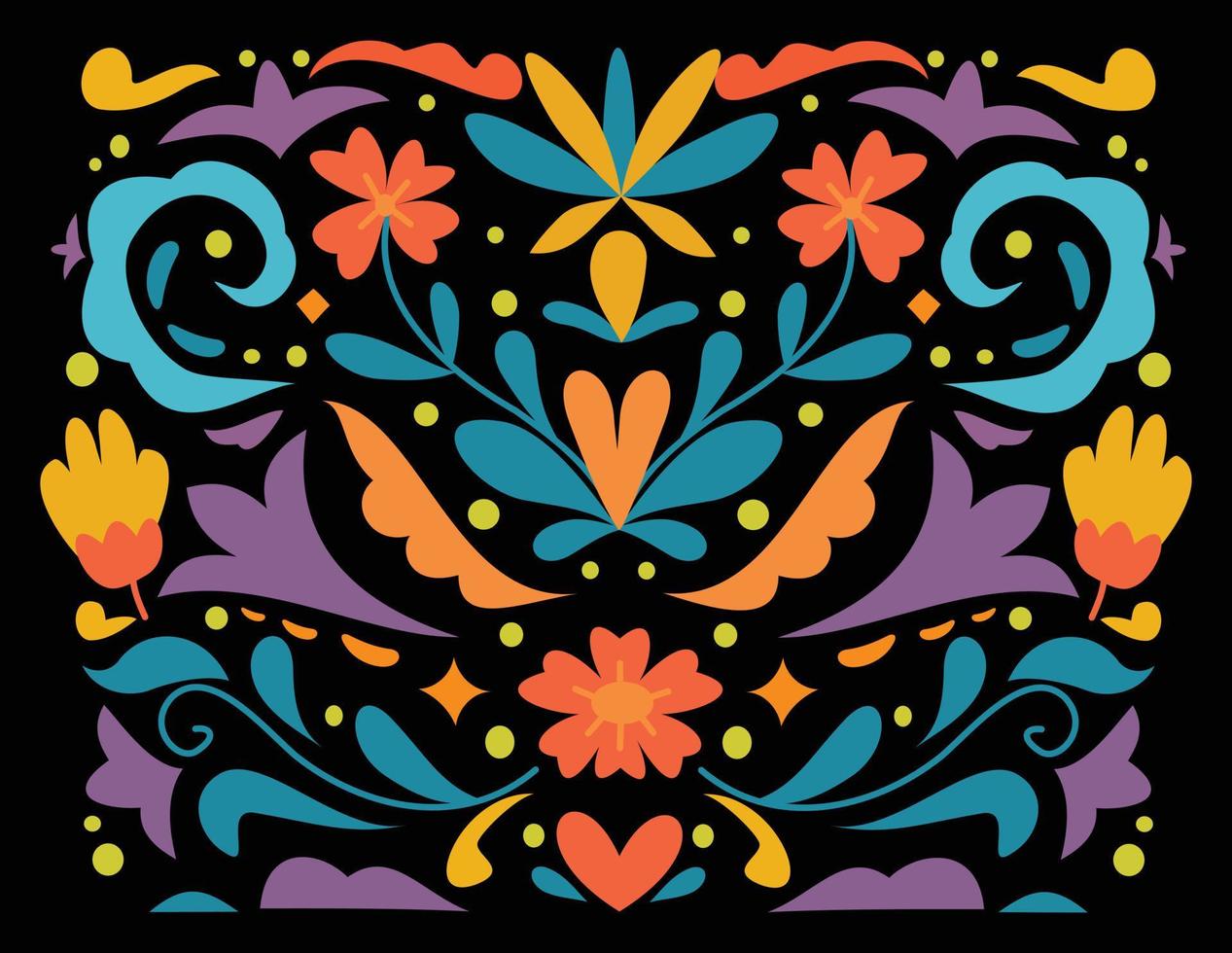 messicano stile astratto modelli con colorato floreale illustrazioni. tradizionale sfondo design vettore