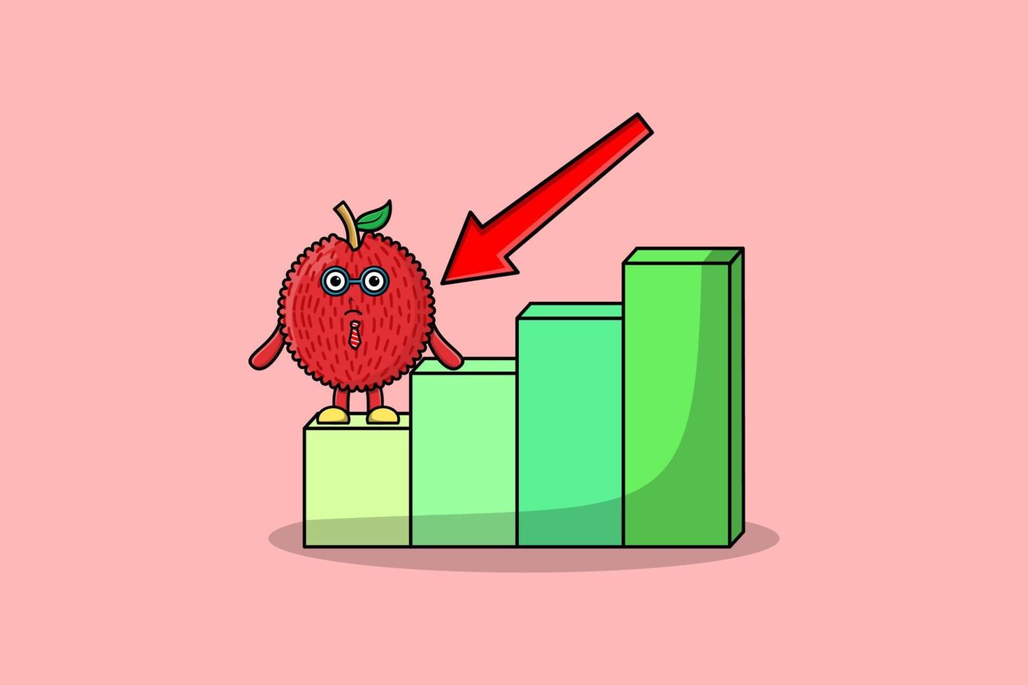 lychee carino uomo d'affari con un' inflazione grafico vettore