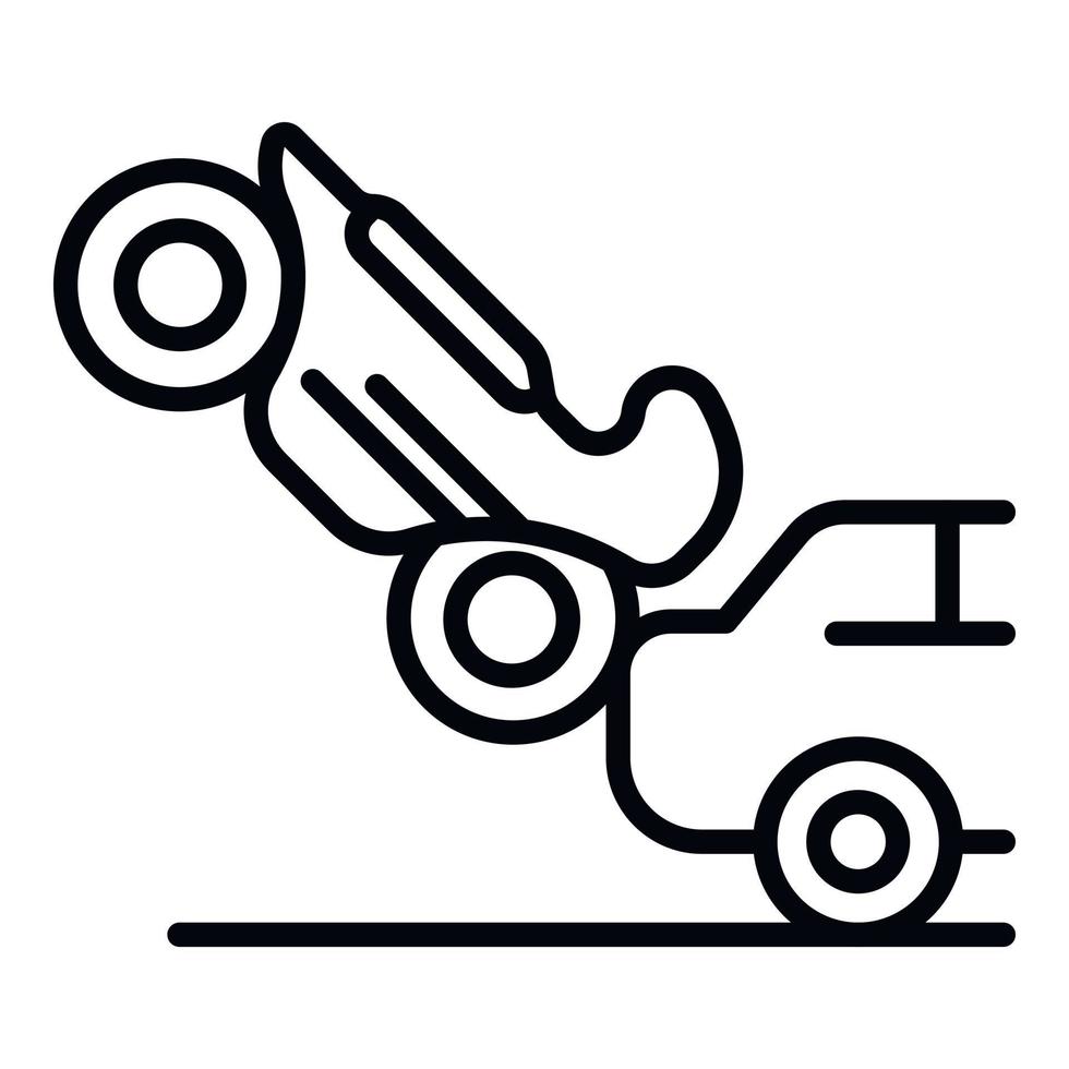motocicletta auto incidente icona, schema stile vettore