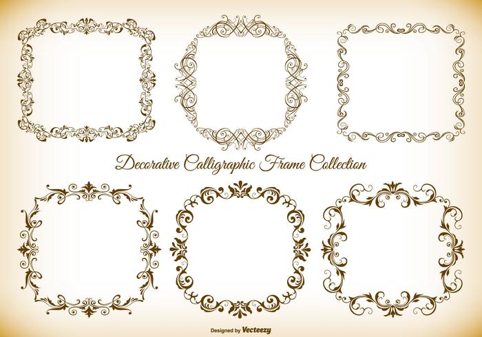 Collezione di cornici vettoriali calligrafici decorativi