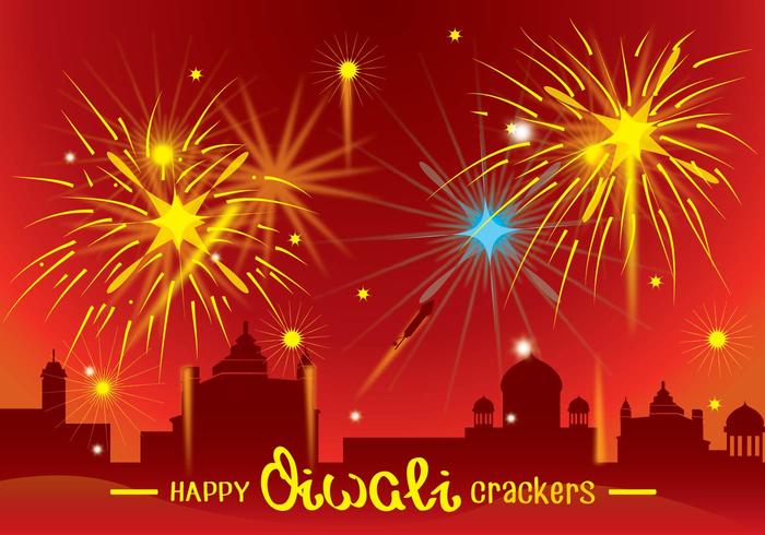 Diwali Fire Crackers Festival Sfondo vettore