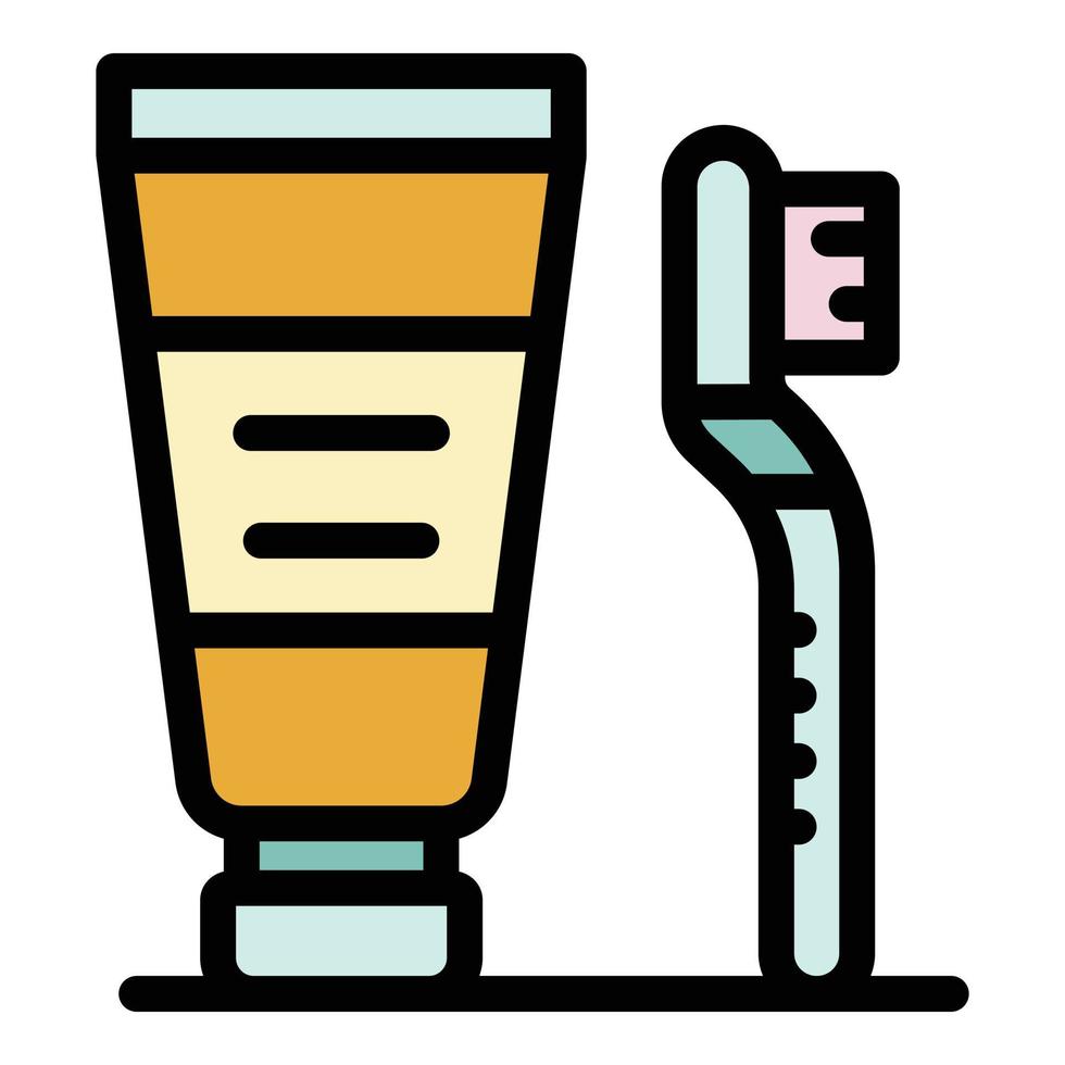 spazzolino da denti e incolla icona colore schema vettore
