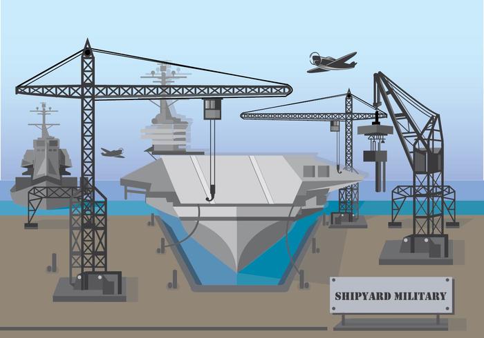 Illustrazione del cantiere navale militare vettore