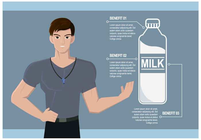 Personal Trainer Talking About Benefits of Milk Vector