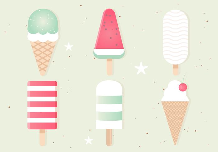 Set gelato design piatto vettoriale gratuito