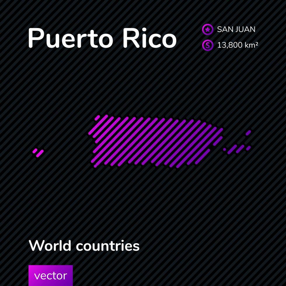 vettore piatto carta geografica di puerto stecca nel viola colori su TE a strisce nero sfondo. educativo bandiera