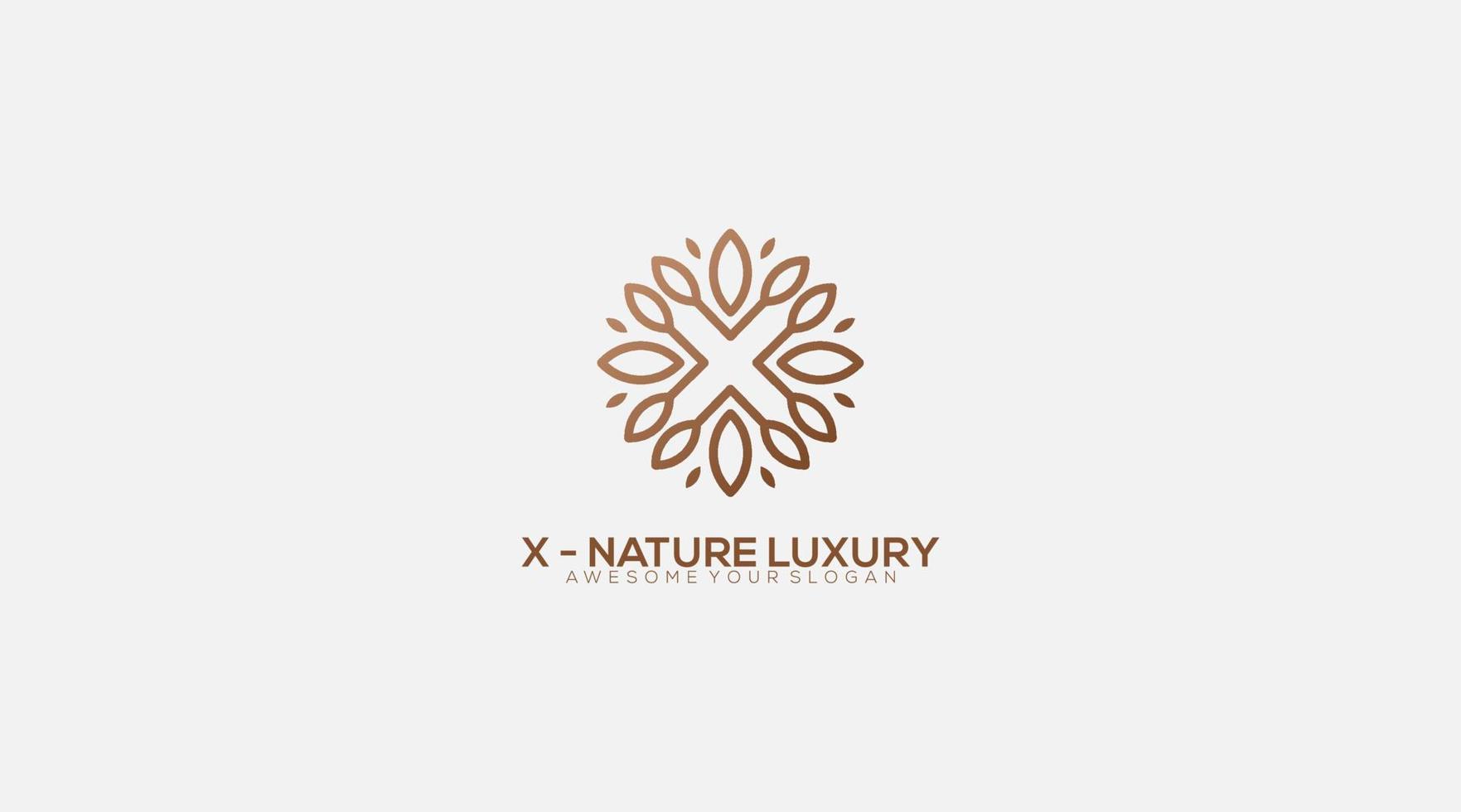 lusso natura lettera foglia X logo design illustrazione vettore