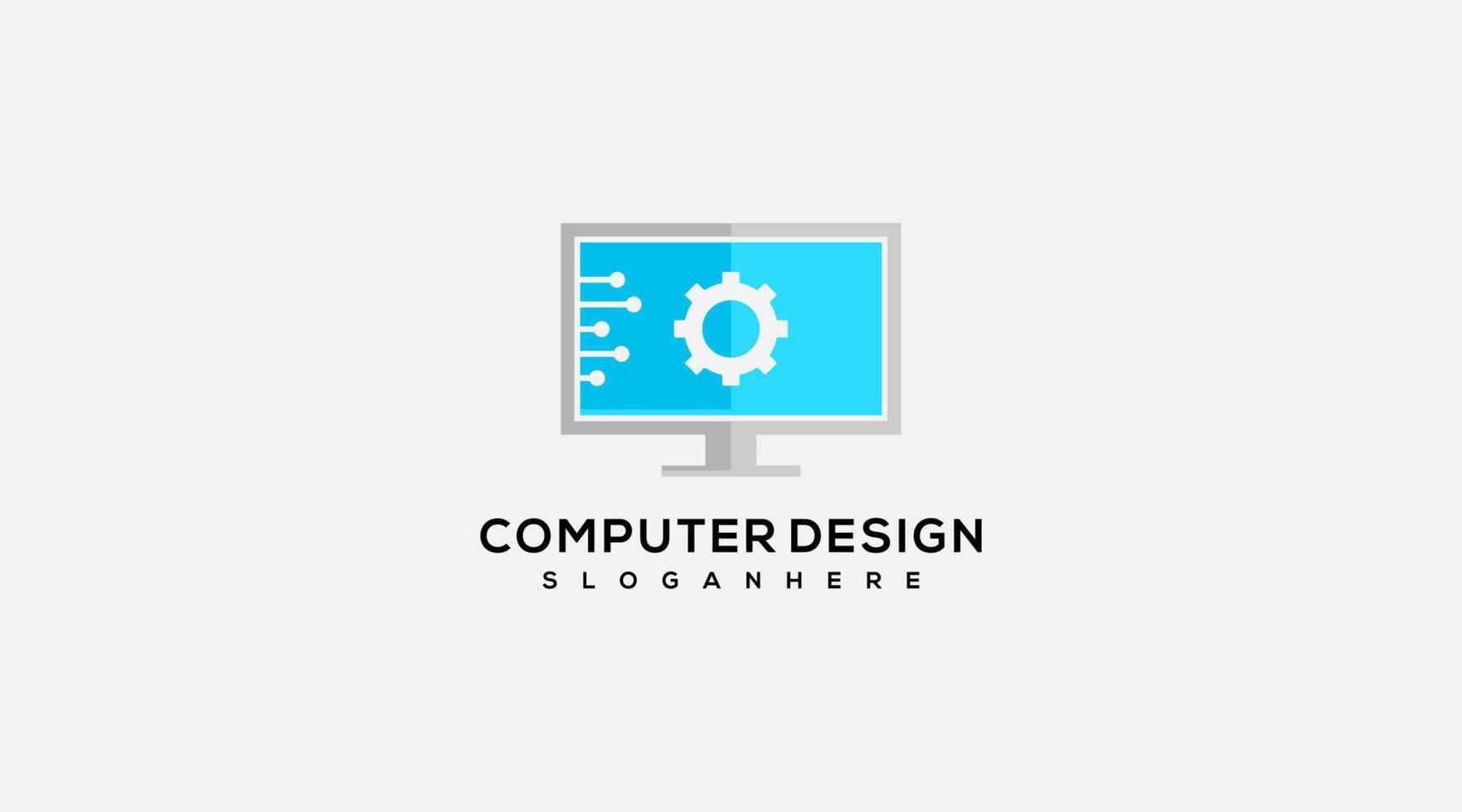 premio Tech computer Ingranaggio icona logo design vettore