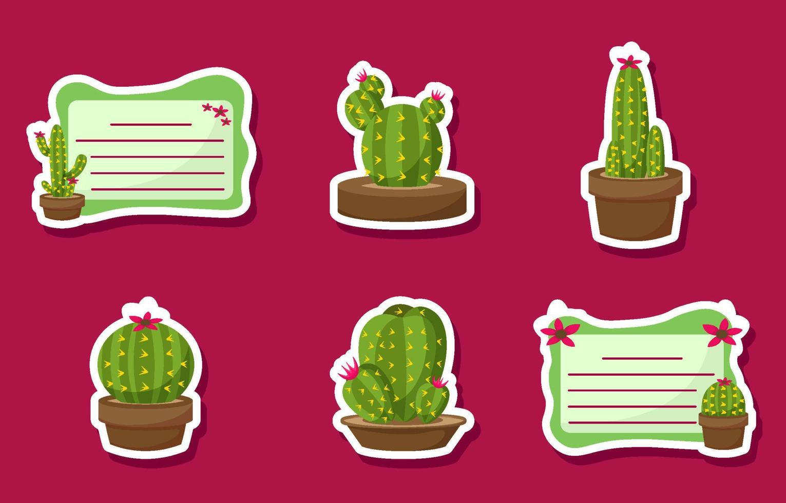 cactus succulente adesivi vettore