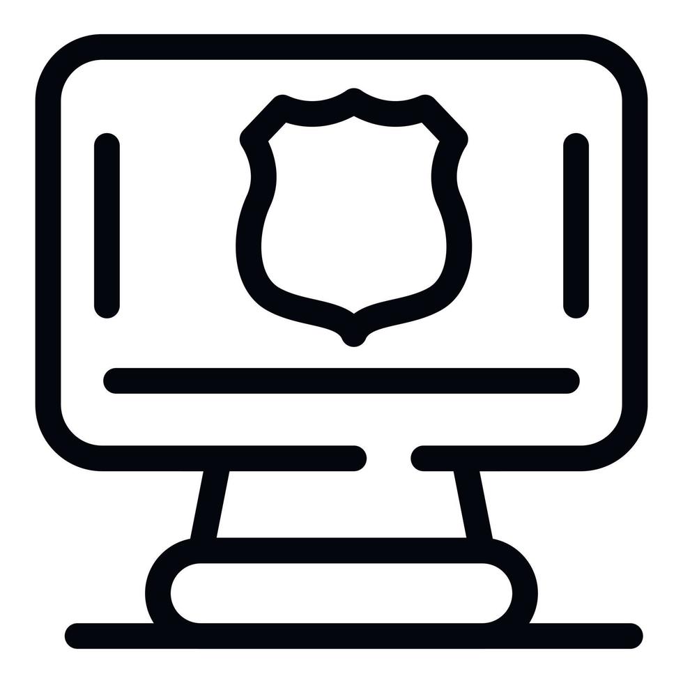polizia computer icona, schema stile vettore
