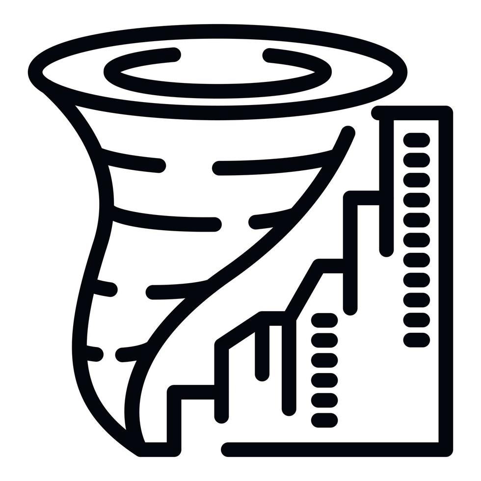 città tornado icona, schema stile vettore