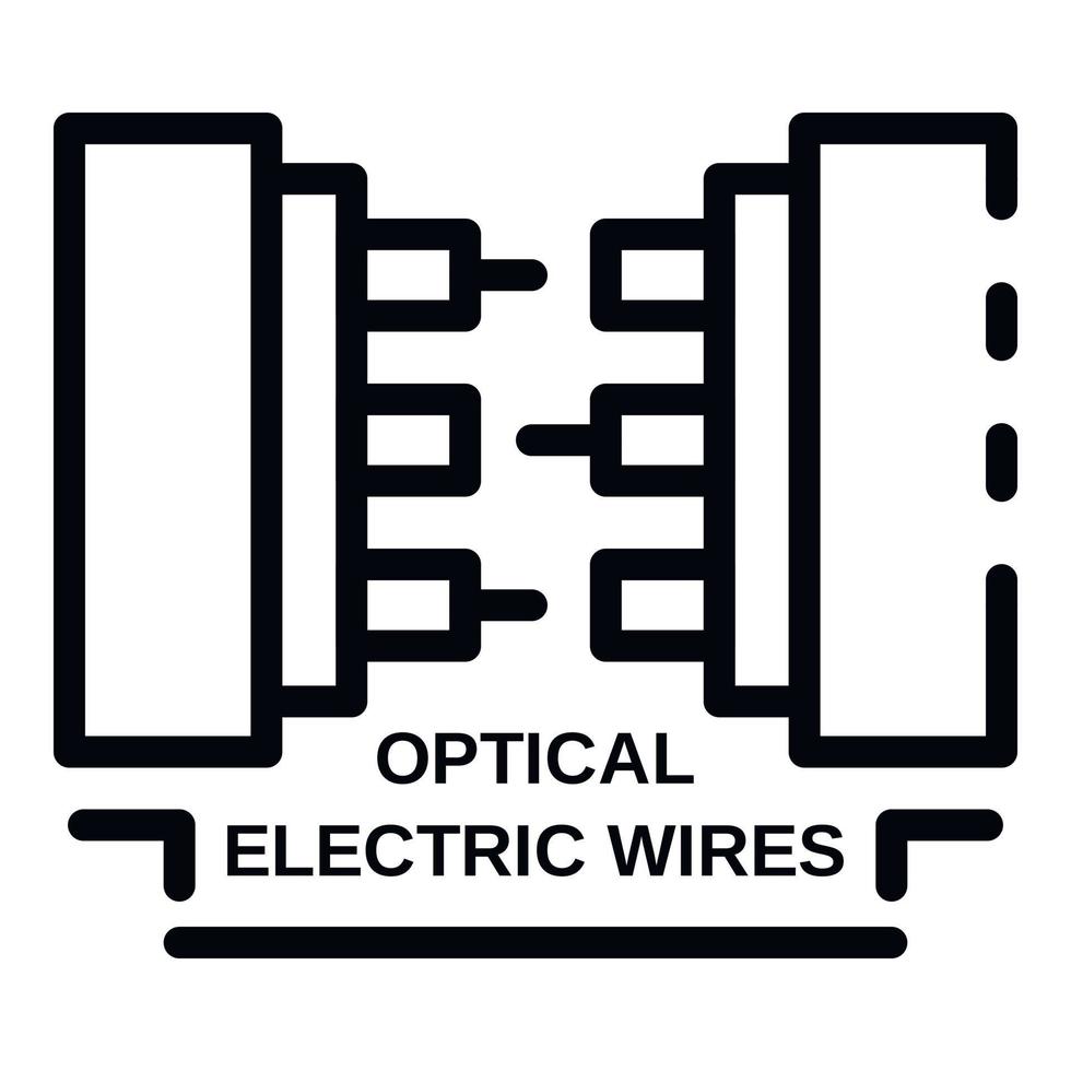 ottico elettrico fili icona, schema stile vettore