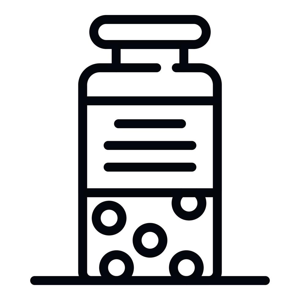 bicchiere bottiglia per pillole icona, schema stile vettore