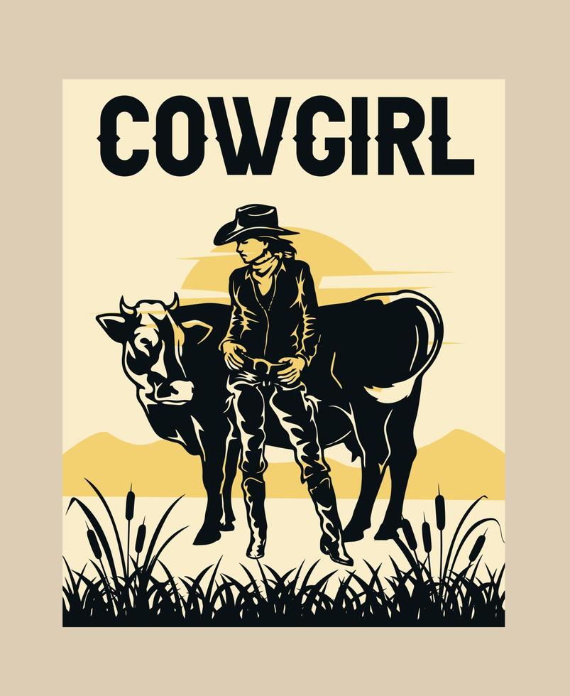creativo cowgirl t camicia modello design. vettore
