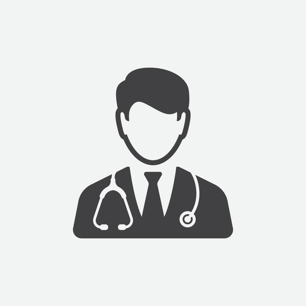 medico con stetoscopio icona disegno, medico medico piatto vettore icona per applicazioni e siti web, medico logo illustrazione