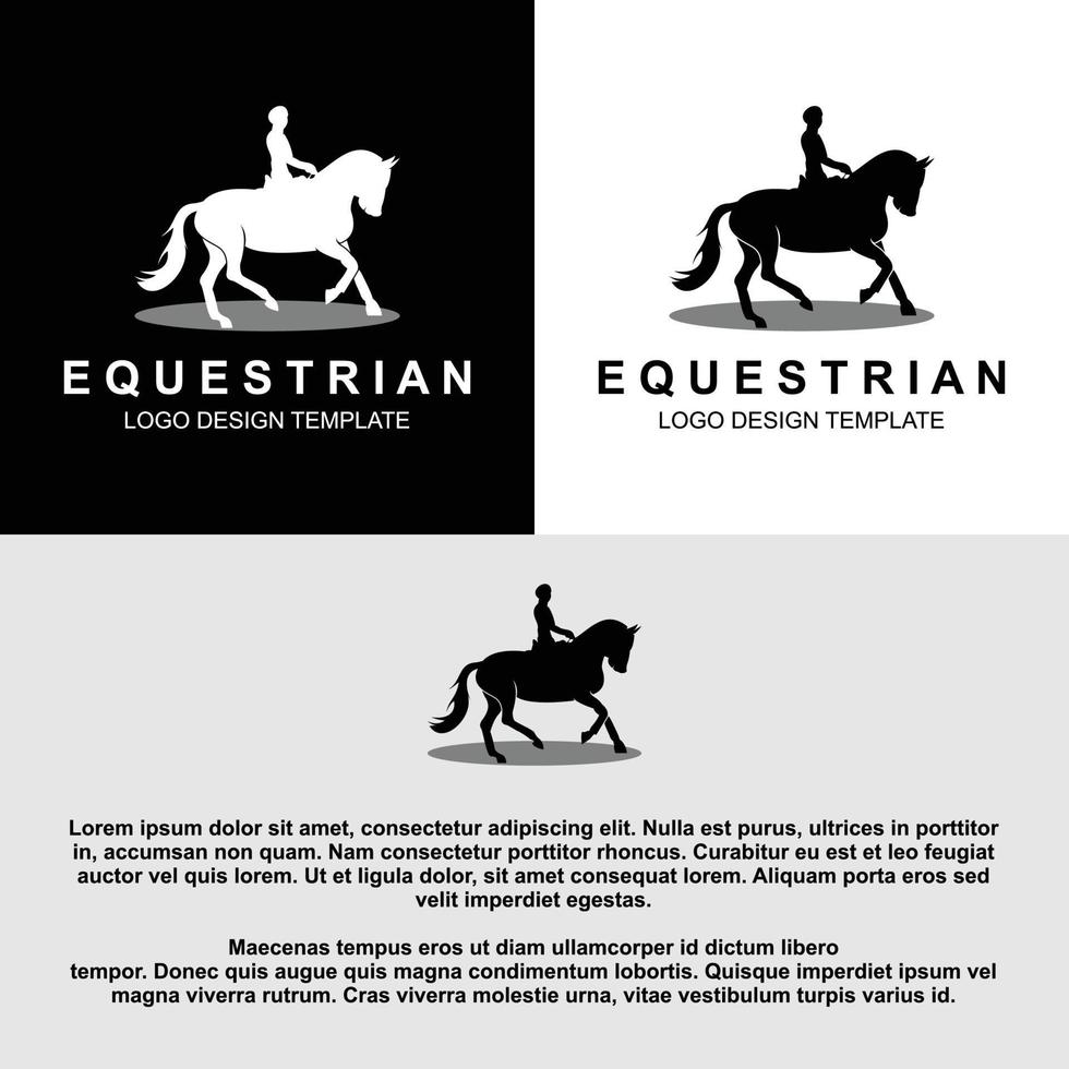 creativo equestre silhouette logo design vettore