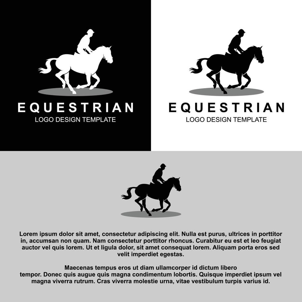 creativo equestre silhouette logo design vettore