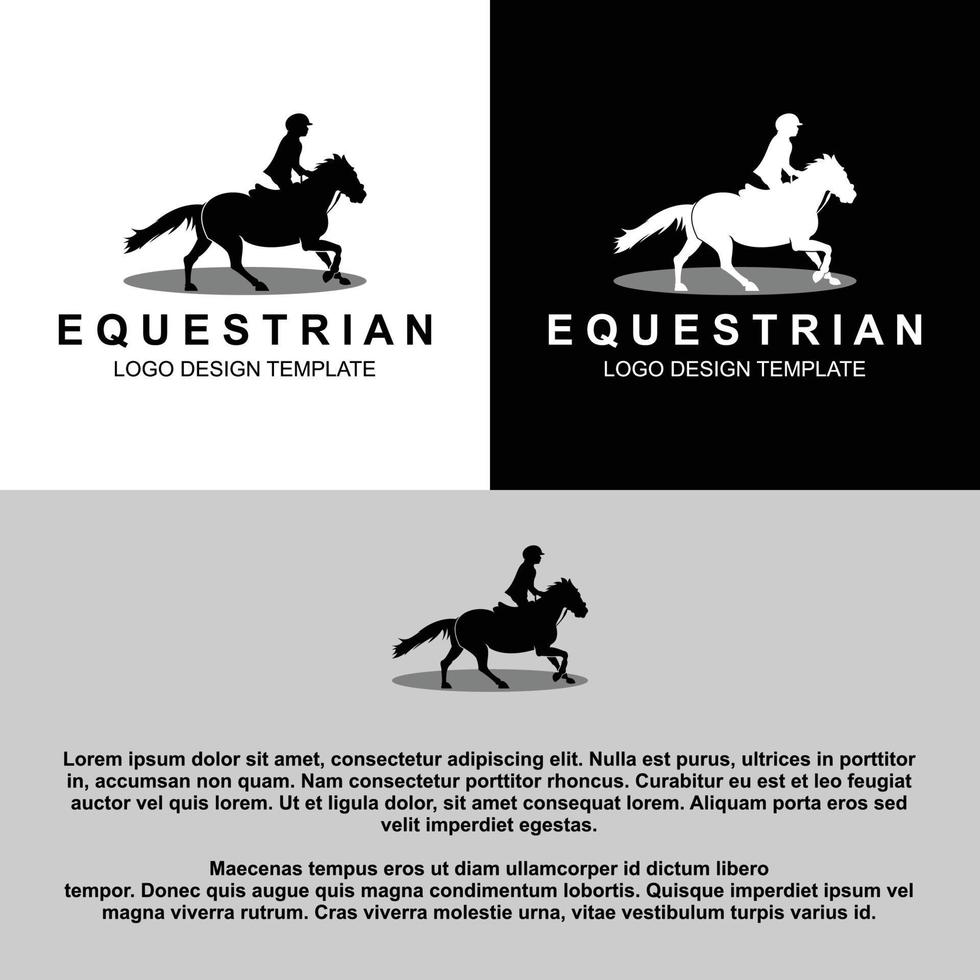 creativo equestre silhouette logo design vettore