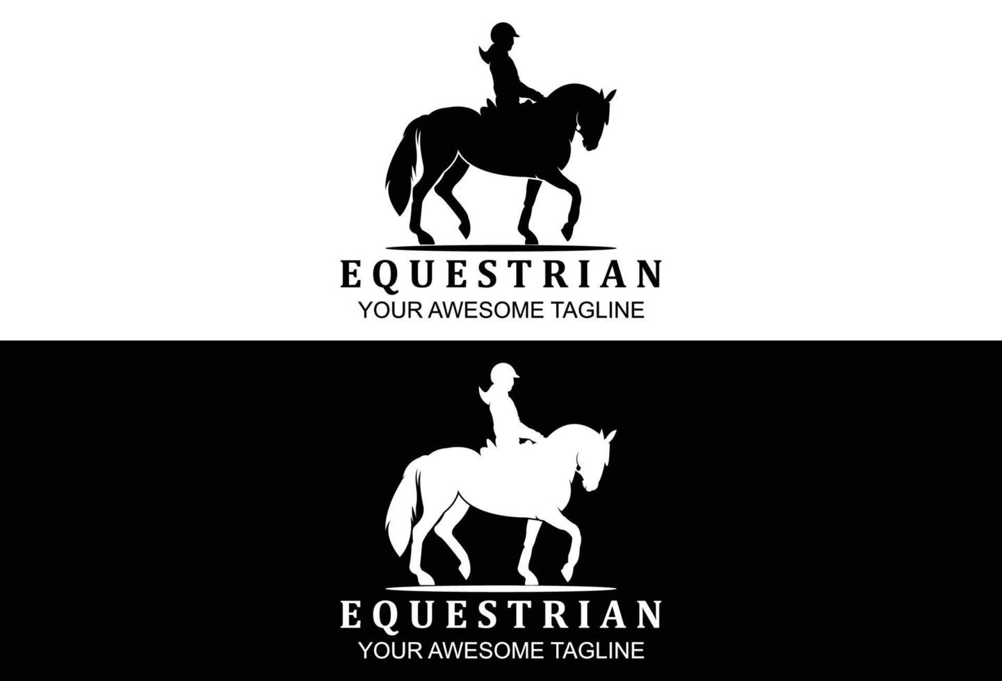 creativo equestre silhouette logo design vettore