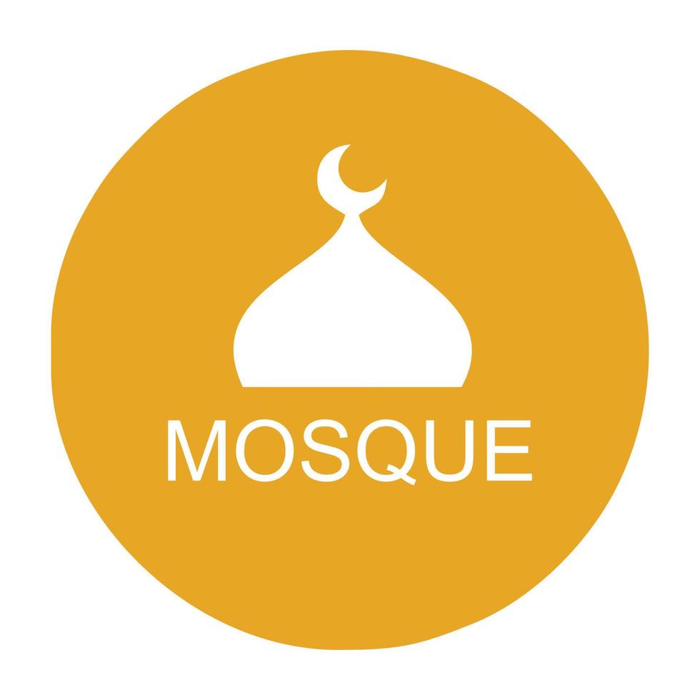 il logo o simbolo di il bianca moschea nel un arancia circolare scudo. modificabile moschea o preghiera camera icona. adatto per uso come un' cartello nel il preghiera camera nel un' pubblico la zona o su opuscoli vettore