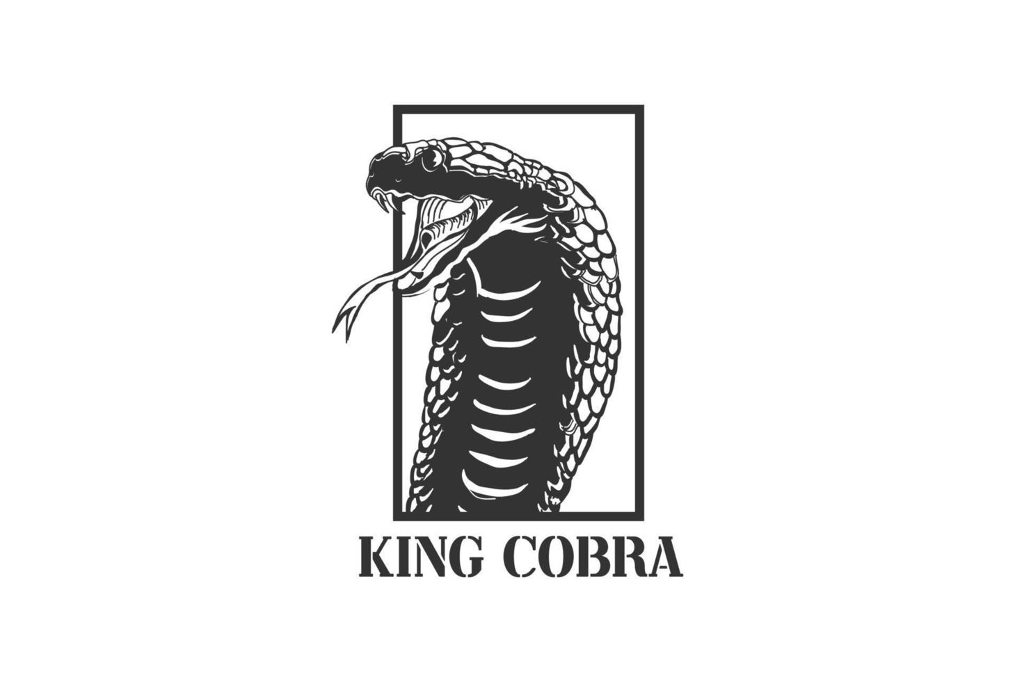 Vintage ▾ retrò velenoso re cobra o nero mamba serpente rettile testa logo design vettore