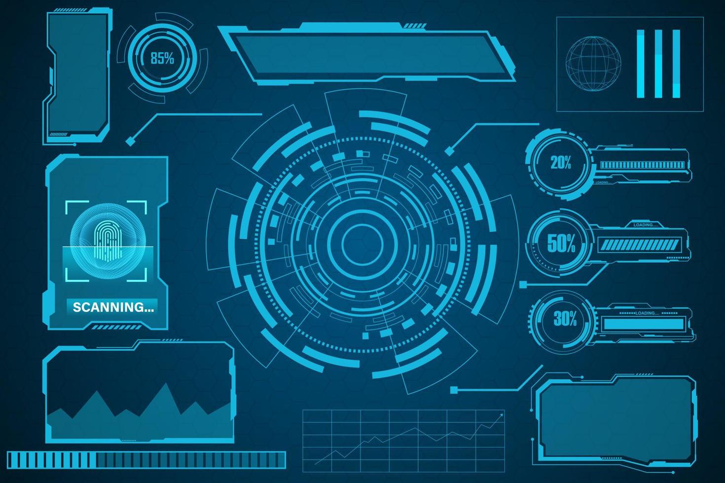 astratto tecnologia futuristico concetto hud interfaccia ologramma elementi di digitale dati e cerchio vettore