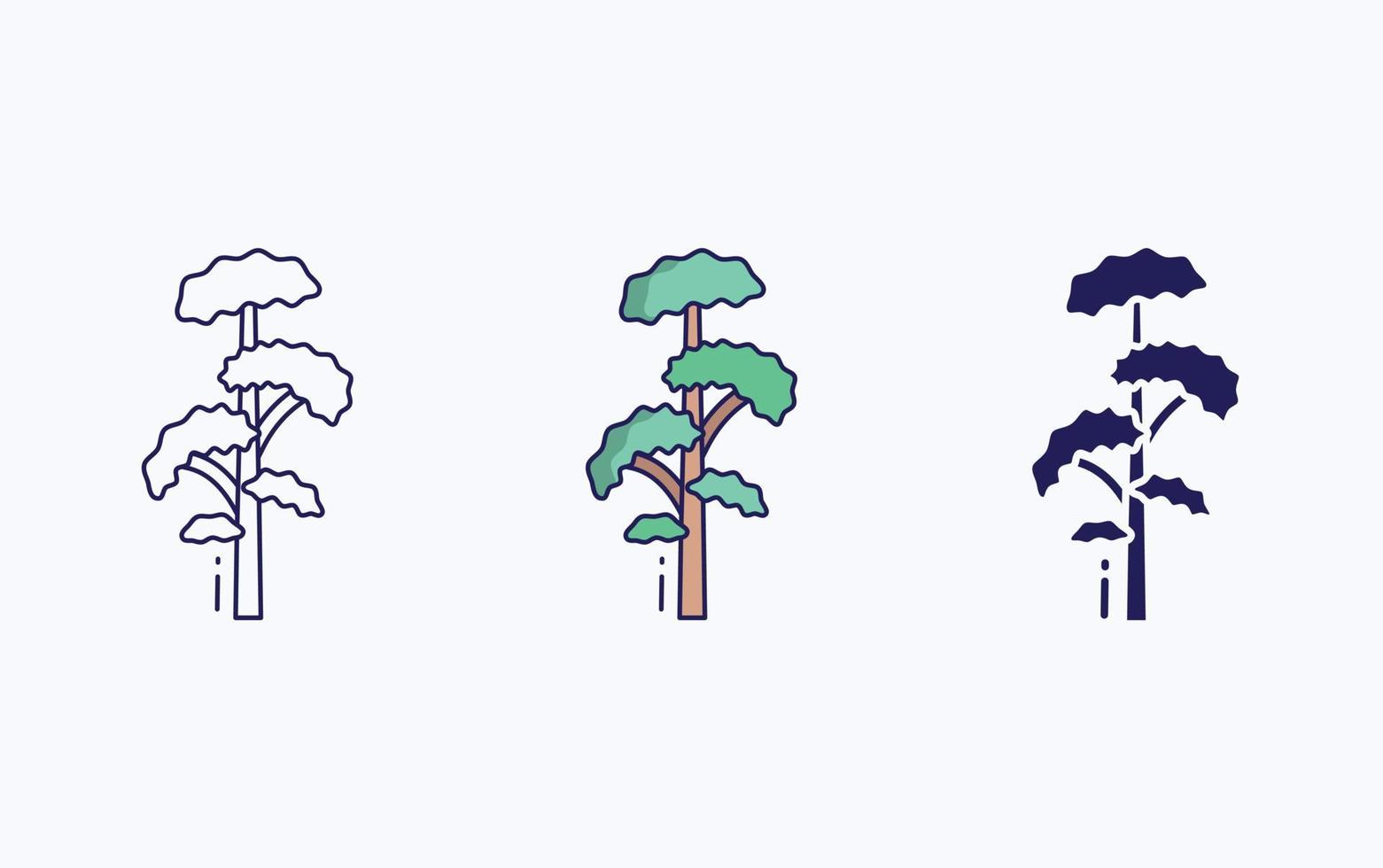 albero icona, linea e glifo vettore illustrazione