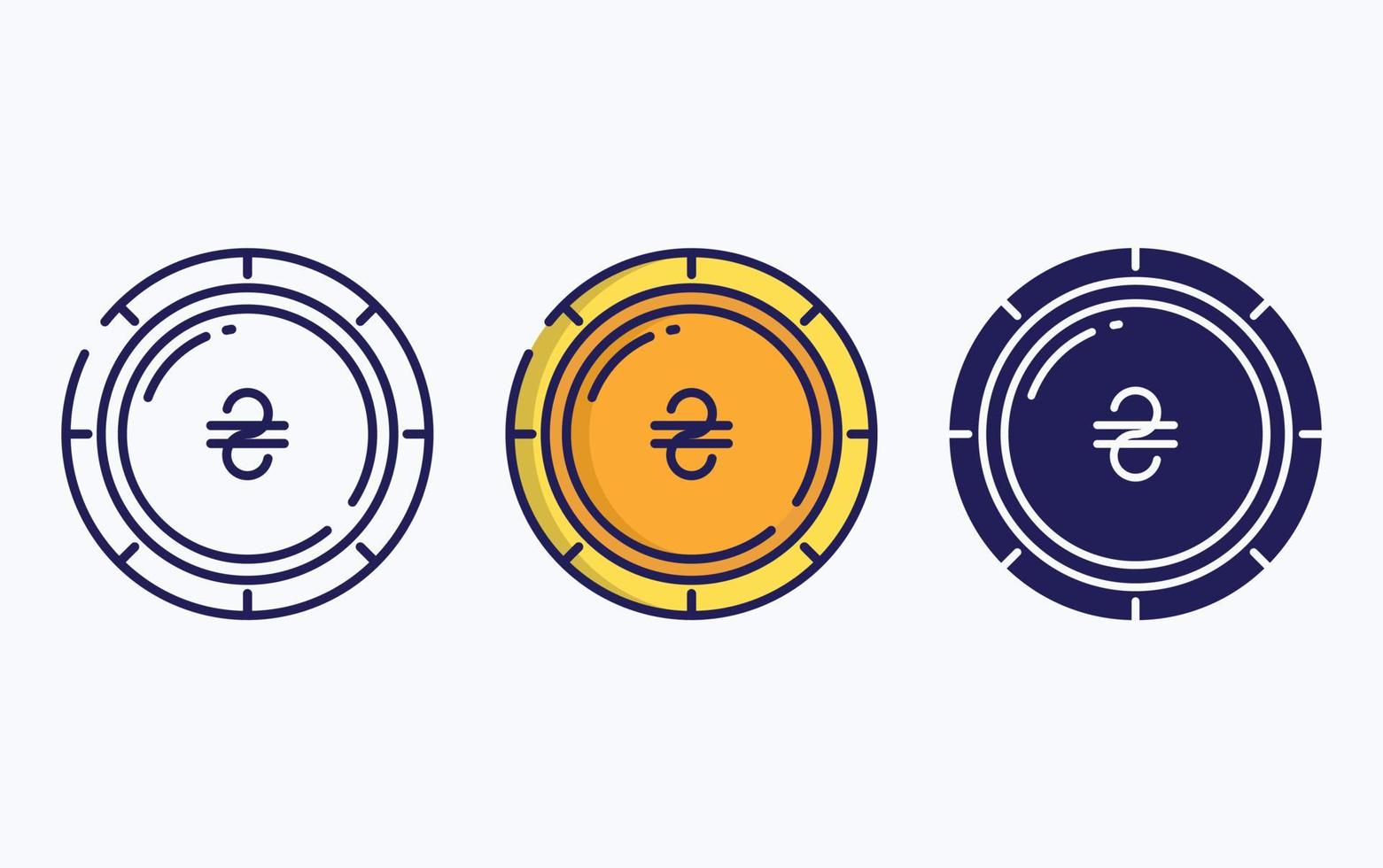 moneta moneta linea e glifo icona, vettore illustrazione