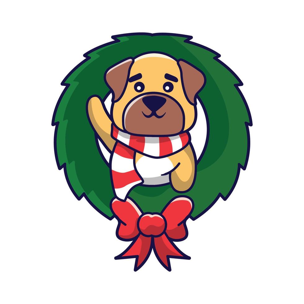 carino Natale cane nel Natale costume illustrazione vettore